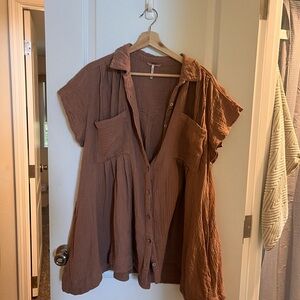 Women's free people “Not so basic” terracotta Button-Up mini dress